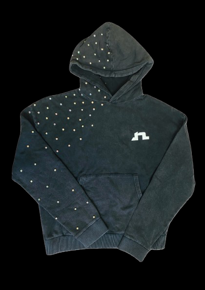 NWR X RHINESTOES washed black hoodie