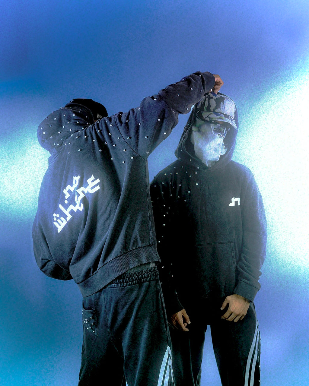 BLACK WASHED NWRXRHINESTONES HOODIE